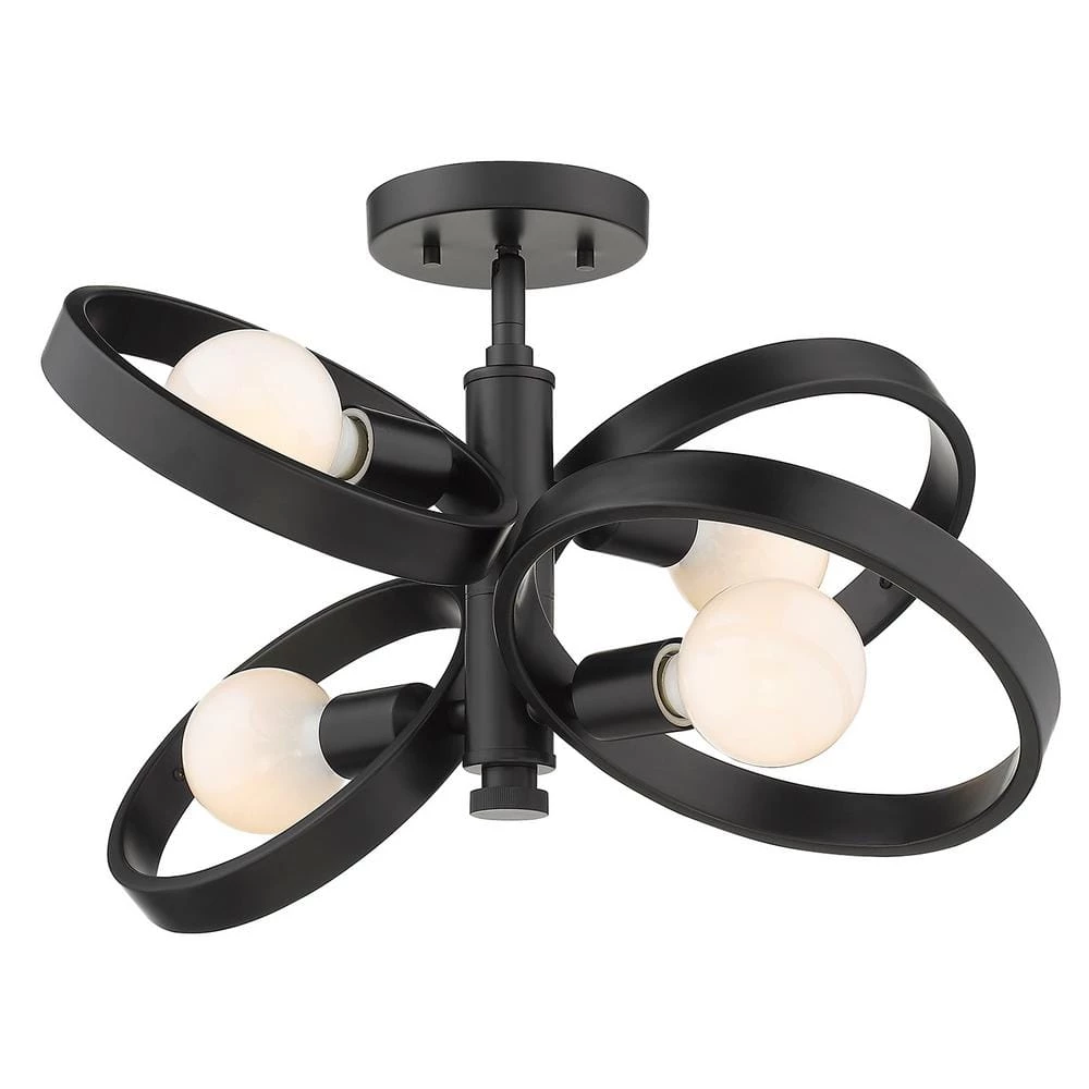 Sloane 21.38 in. 4-Light Black Semi-Flush Mount by Golden Lighting 3 Sloane 21.38 in. 4-Light Black Semi-Flush Mount by Golden Lighting