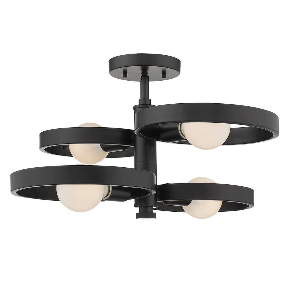 Sloane 21.38 in. 4-Light Black Semi-Flush Mount by Golden Lighting 4 Sloane 21.38 in. 4-Light Black Semi-Flush Mount by Golden Lighting - Image 2