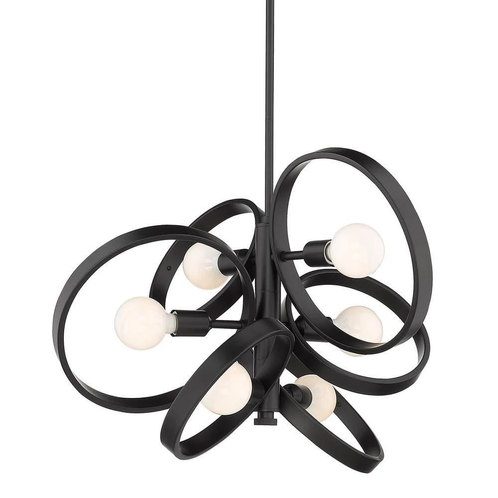 Sloane 26.38 in. 6-Light Black Semi-Flush Mount by Golden Lighting 4 Sloane 26.38 in. 6-Light Black Semi-Flush Mount by Golden Lighting - Image 3