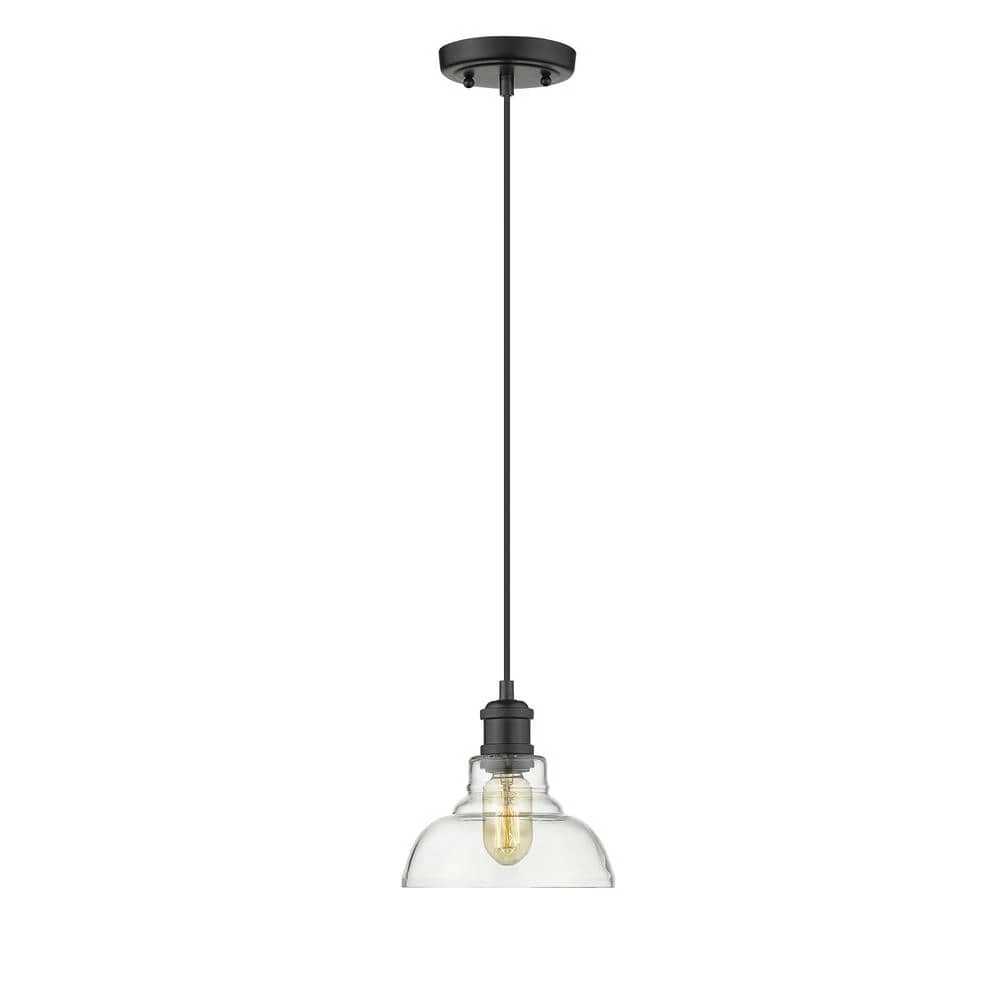 Carver 1-Light Black Pendant with Clear Glass Shade by Golden Lighting 3 Carver 1-Light Black Pendant with Clear Glass Shade by Golden Lighting