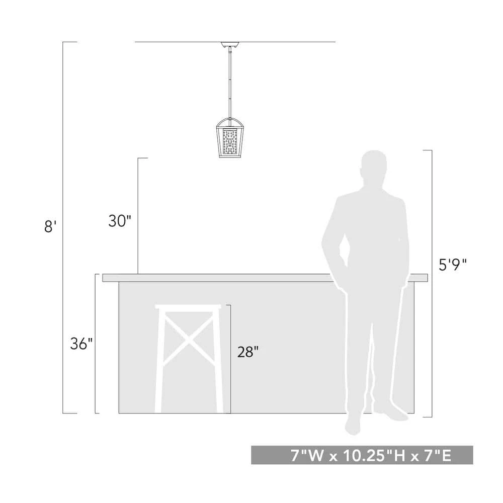 Mercer 1-Light Black Lantern Mini Pendant with Seeded Glass Shade by Golden Lighting 6 Mercer 1-Light Black Lantern Mini Pendant with Seeded Glass Shade by Golden Lighting - Image 4