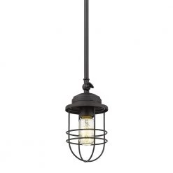 Seaport 1-Light Black Mini Pendant by Golden Lighting