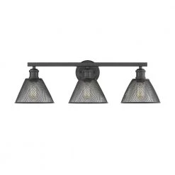Carver 3-Light Black with Mesh Shades Bath Vanity Light by Golden Lighting