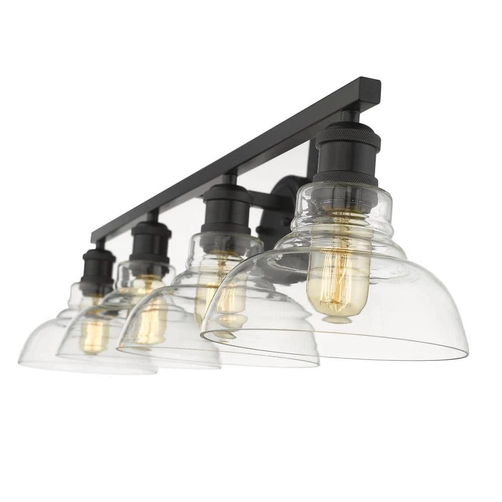 Carver 4-Light Bath Vanity in Black with Clear Glass Shades by Golden Lighting 6 Carver 4-Light Bath Vanity in Black with Clear Glass Shades by Golden Lighting - Image 4