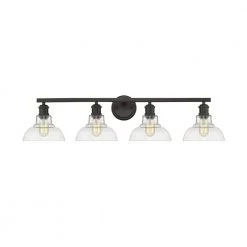 Carver 4-Light Bath Vanity in Black with Clear Glass Shades by Golden Lighting