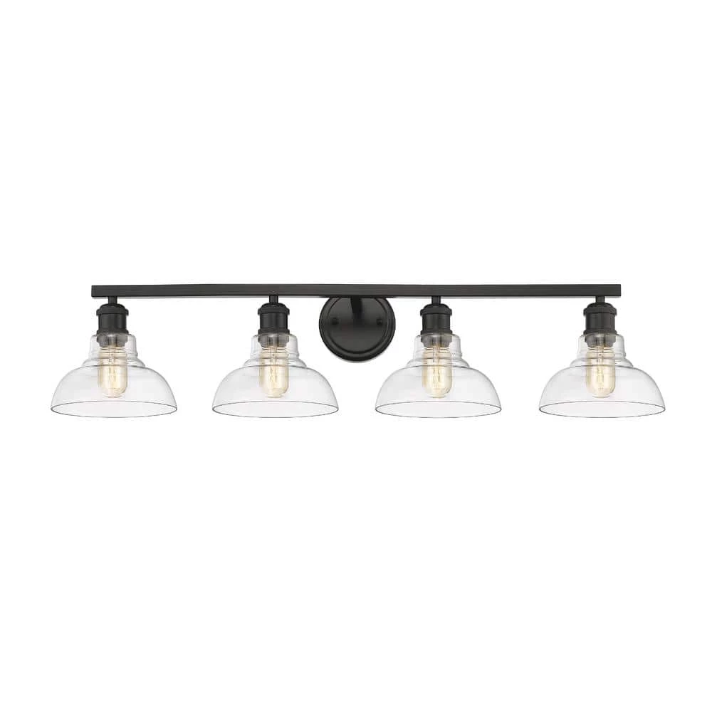 Carver 4-Light Bath Vanity in Black with Clear Glass Shades by Golden Lighting 4 Carver 4-Light Bath Vanity in Black with Clear Glass Shades by Golden Lighting - Image 2