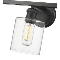 Fisher 5 in. 3-Light Black Vanity Light by Golden Lighting -Golden Lighting Shop black golden lighting vanity lighting 0306 ba3 blk clr 1f 1000