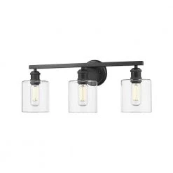 Fisher 5 in. 3-Light Black Vanity Light by Golden Lighting -Golden Lighting Shop black golden lighting vanity lighting 0306 ba3 blk clr 4f 1000