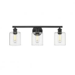 Fisher 5 in. 3-Light Black Vanity Light by Golden Lighting -Golden Lighting Shop black golden lighting vanity lighting 0306 ba3 blk clr c3 1000
