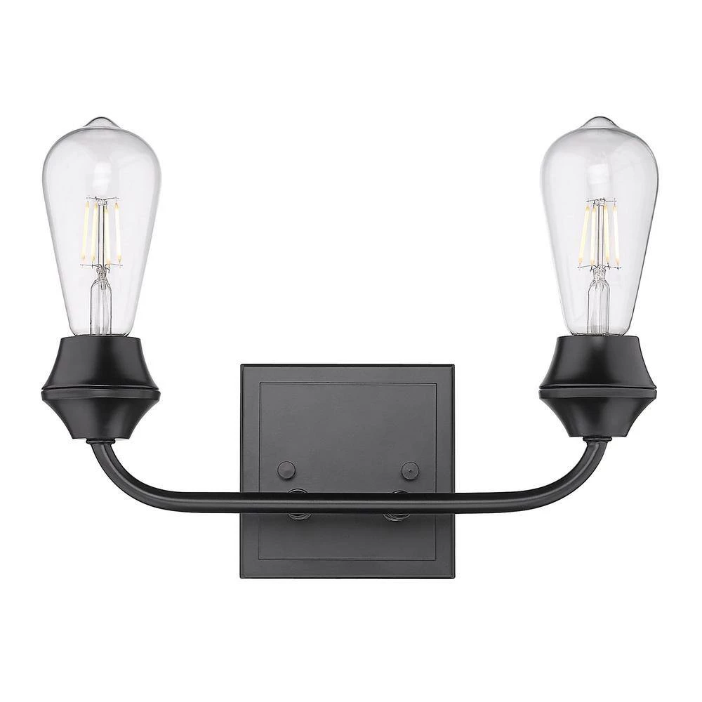 Ormond 4.375 in. 2-Light Matte Black Vanity Light by Golden Lighting 4 Ormond 4.375 in. 2-Light Matte Black Vanity Light by Golden Lighting - Image 2