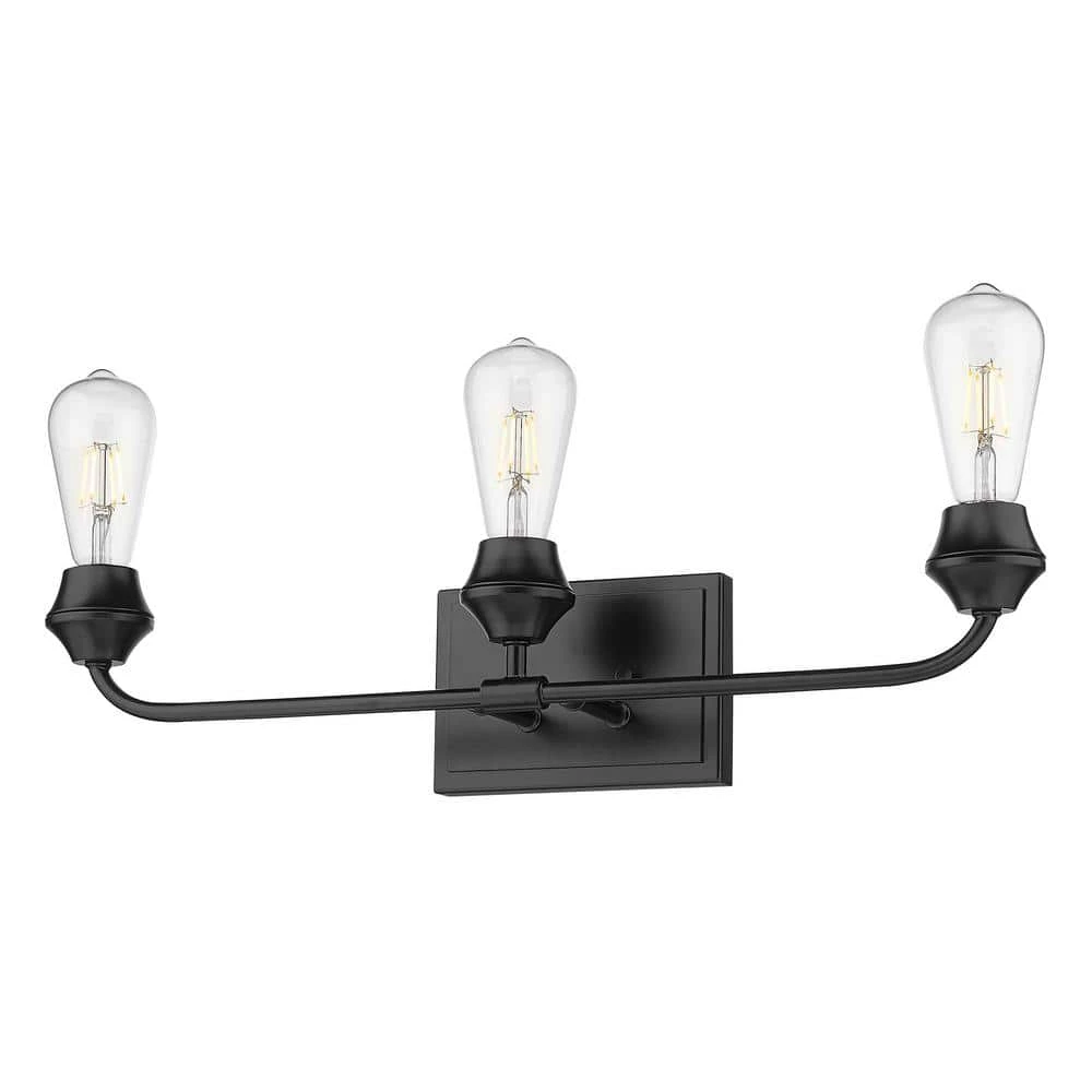 Ormond 4.375 in. 3-Light Matte Black Vanity Light by Golden Lighting 3 Ormond 4.375 in. 3-Light Matte Black Vanity Light by Golden Lighting