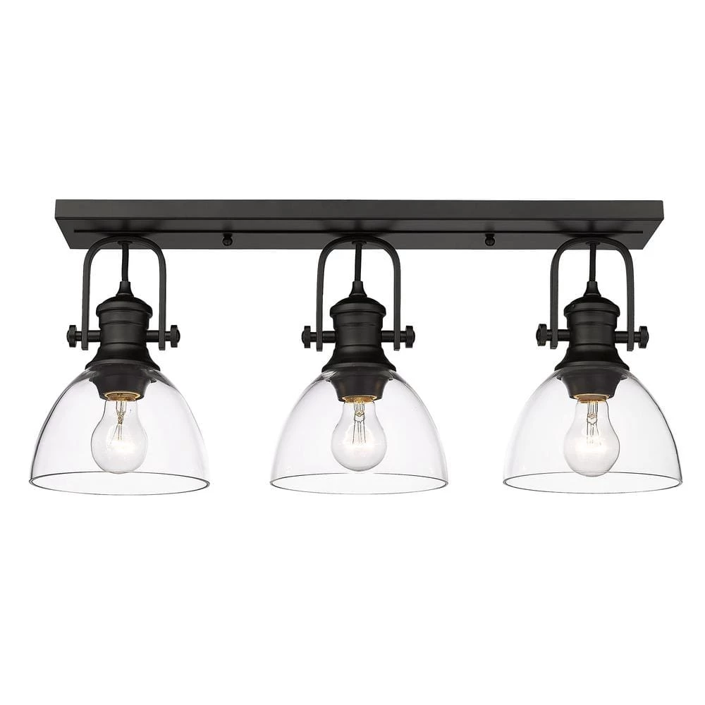 Hines 27.5 in. 3-Light Black Vanity Light with Clear Shades by Golden Lighting 5 Hines 27.5 in. 3-Light Black Vanity Light with Clear Shades by Golden Lighting - Image 4