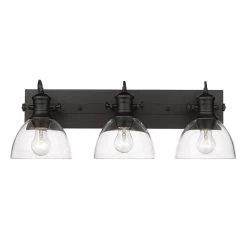 Hines 27.5 in. 3-Light Black Vanity Light with Clear Shades by Golden Lighting