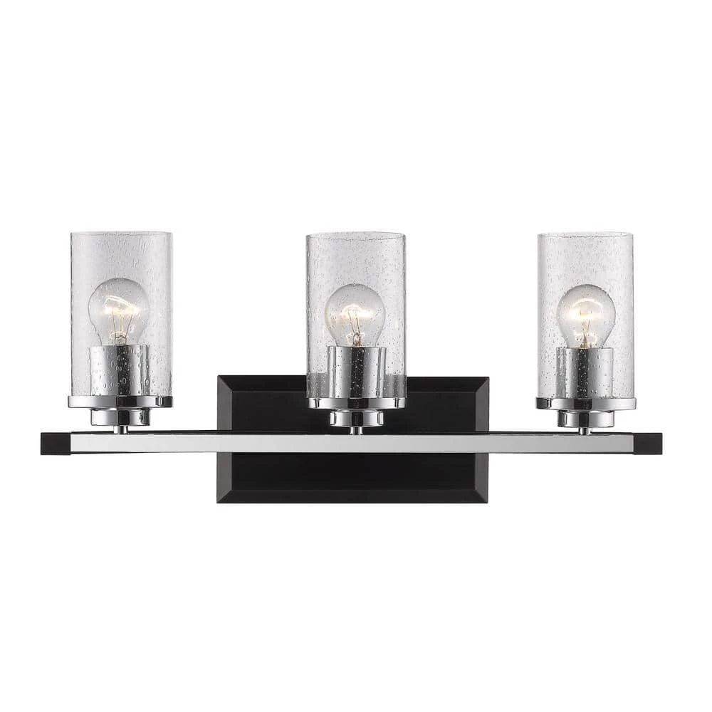 Mercer 3-Light Black Bath Light by Golden Lighting 3 Mercer 3-Light Black Bath Light by Golden Lighting
