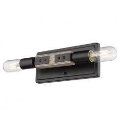 Lowell 2-Light Black Wall Scone by Golden Lighting
