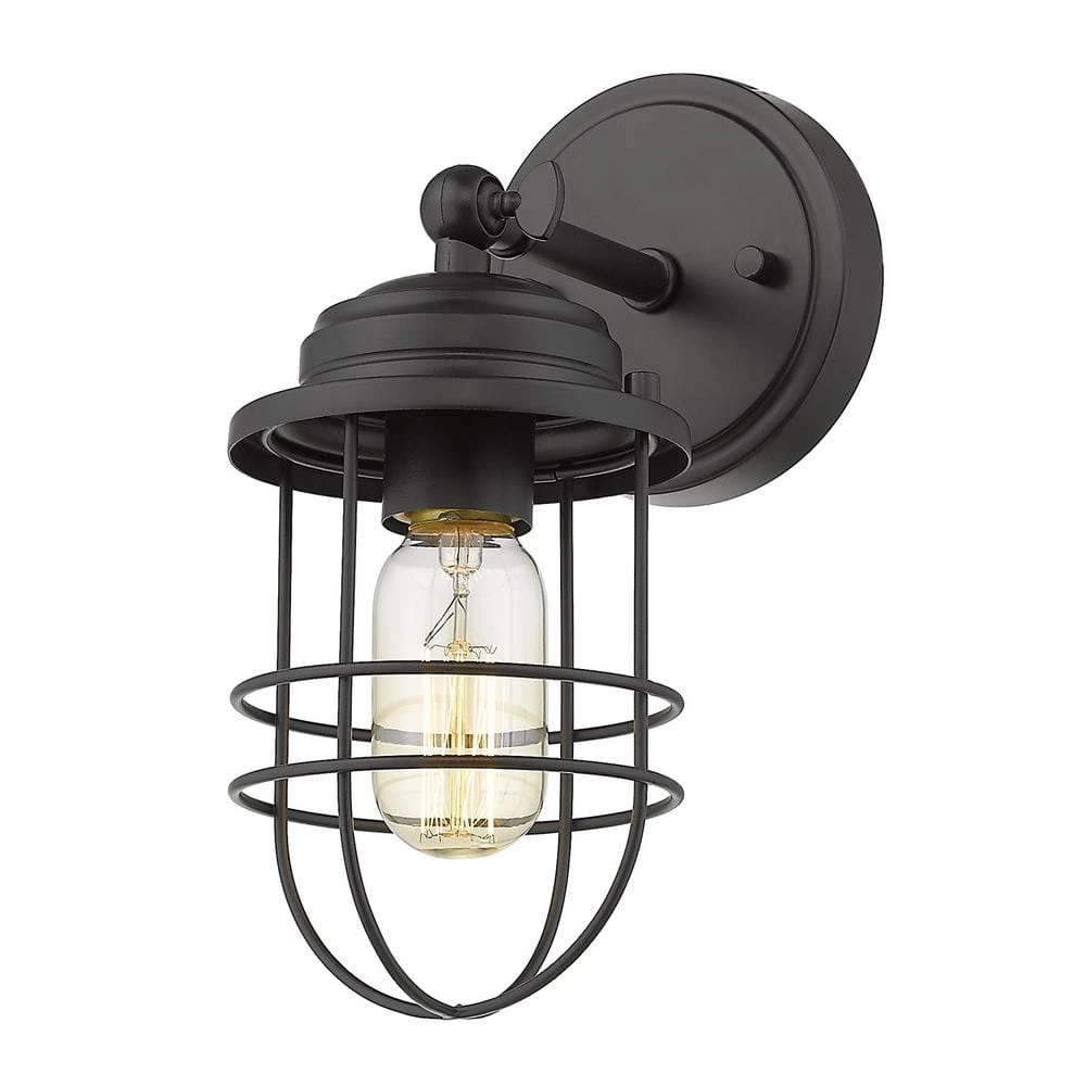 Seaport Collection 1-Light Black Sconce Bath Vanity Light by Golden Lighting 3 Seaport Collection 1-Light Black Sconce Bath Vanity Light by Golden Lighting