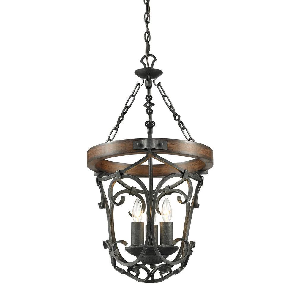 Vargas Collection 3-Light Black Iron Pendant by Golden Lighting 6 Vargas Collection 3-Light Black Iron Pendant by Golden Lighting - Image 4