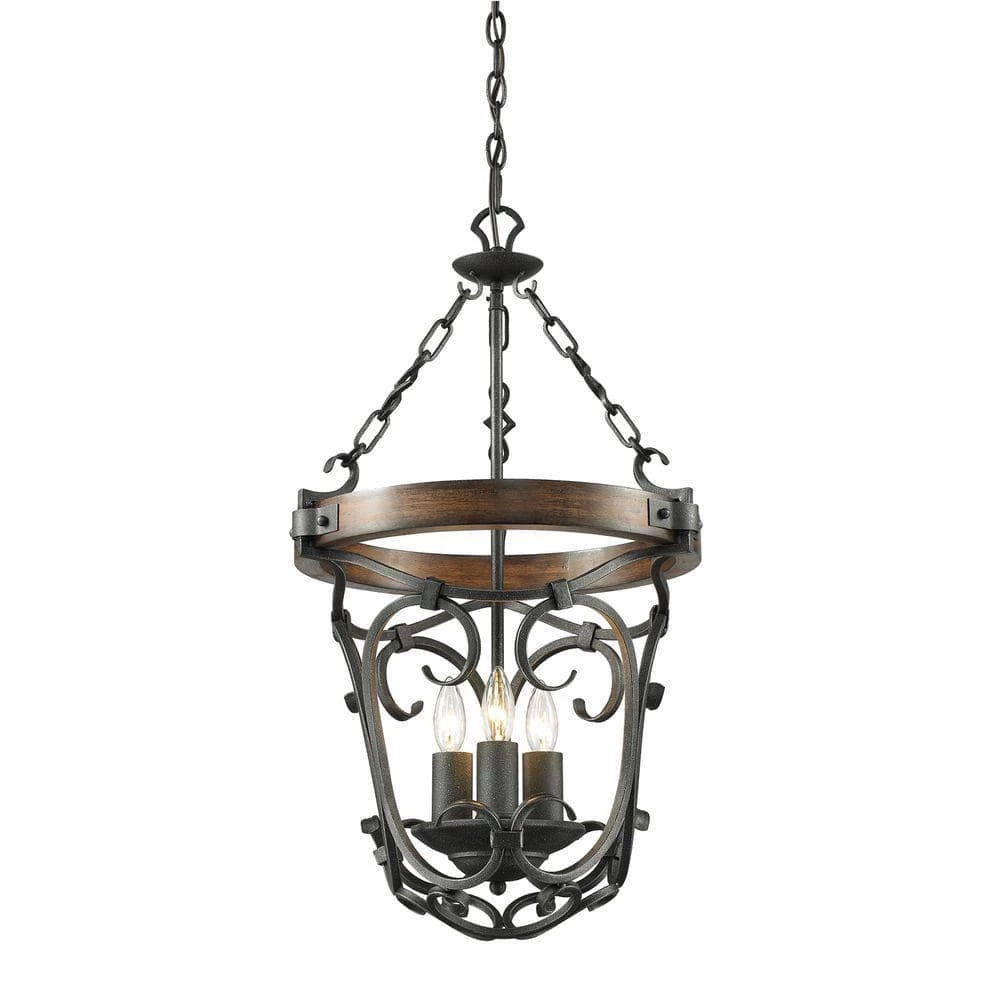 Vargas Collection 3-Light Black Iron Pendant by Golden Lighting 3 Vargas Collection 3-Light Black Iron Pendant by Golden Lighting