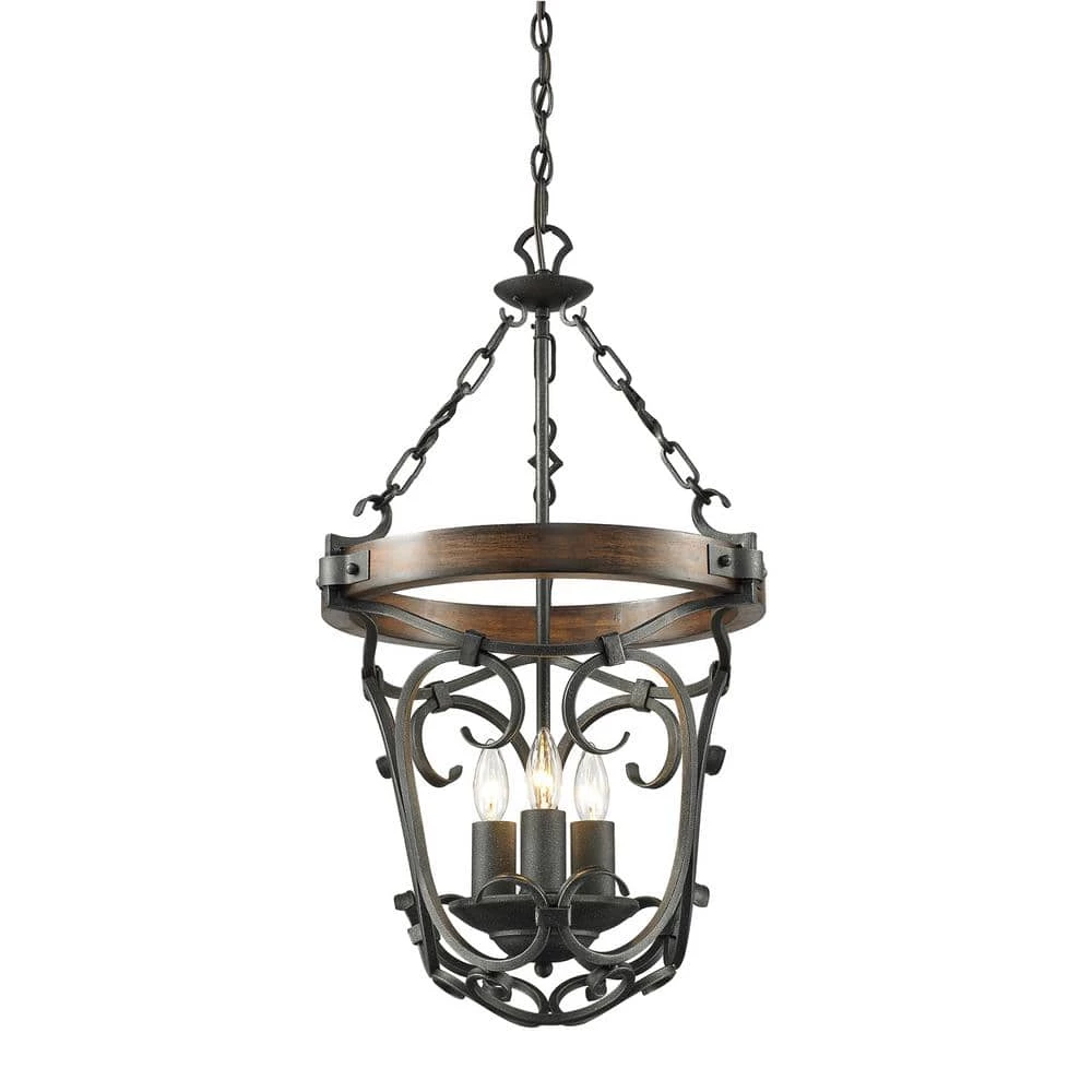 Vargas Collection 3-Light Black Iron Pendant by Golden Lighting 5 Vargas Collection 3-Light Black Iron Pendant by Golden Lighting - Image 3