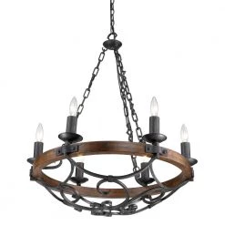 Vargas Collection 6-Light Black Iron Chandelier by Golden Lighting -Golden Lighting Shop black iron golden lighting chandeliers 826mpbi 1f 1000