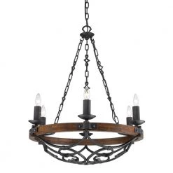 Vargas Collection 6-Light Black Iron Chandelier by Golden Lighting