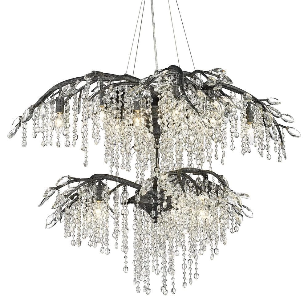 Autumn Twilight 18-Light Black Iron Crystal Chandelier by Golden Lighting 3 Autumn Twilight 18-Light Black Iron Crystal Chandelier by Golden Lighting