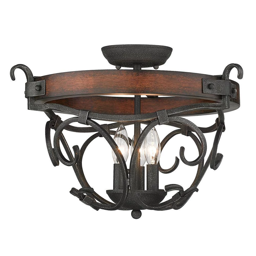 Madera 3-Light Black Iron Semi-Flush by Golden Lighting 7 Madera 3-Light Black Iron Semi-Flush by Golden Lighting - Image 5