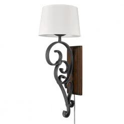Madera Large 1-Light Black Iron Wall Sconce (Plug-In or Hardwire) by Golden Lighting -Golden Lighting Shop black iron golden lighting vanity lighting 1821 wt1 bi ro 44 1000