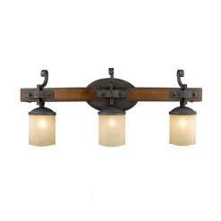 Madera 3-Light Black Iron with Toscano Glass Bath Vanity Light by Golden Lighting -Golden Lighting Shop black iron golden lighting vanity lighting 82ba3mpbi 76 1000