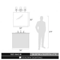 Madera 3-Light Black Iron with Toscano Glass Bath Vanity Light by Golden Lighting -Golden Lighting Shop black iron golden lighting vanity lighting 82ba3mpbi fa 1000