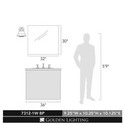 Bartlett 1-Light Black Patina Wall Sconce by Golden Lighting -Golden Lighting Shop black patina golden lighting vanity lighting 3121wmpbp 1f 1000