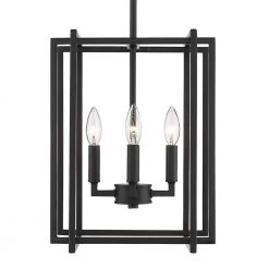Tribeca 4-Light Black with Black Accents Chandelier by Golden Lighting