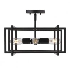 Tribeca 15.5 in. 4-Light Black with Black Accents Semi-Flush Mount by Golden Lighting