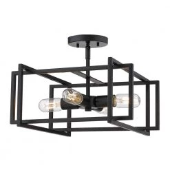 Tribeca 15.5 in. 4-Light Black with Black Accents Semi-Flush Mount by Golden Lighting -Golden Lighting Shop black with black accents golden lighting flush mount lights 6070 sf blk blk c3 1000