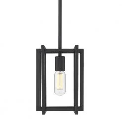 Tribeca 1-Light Black with Black Accents Mini Pendant by Golden Lighting