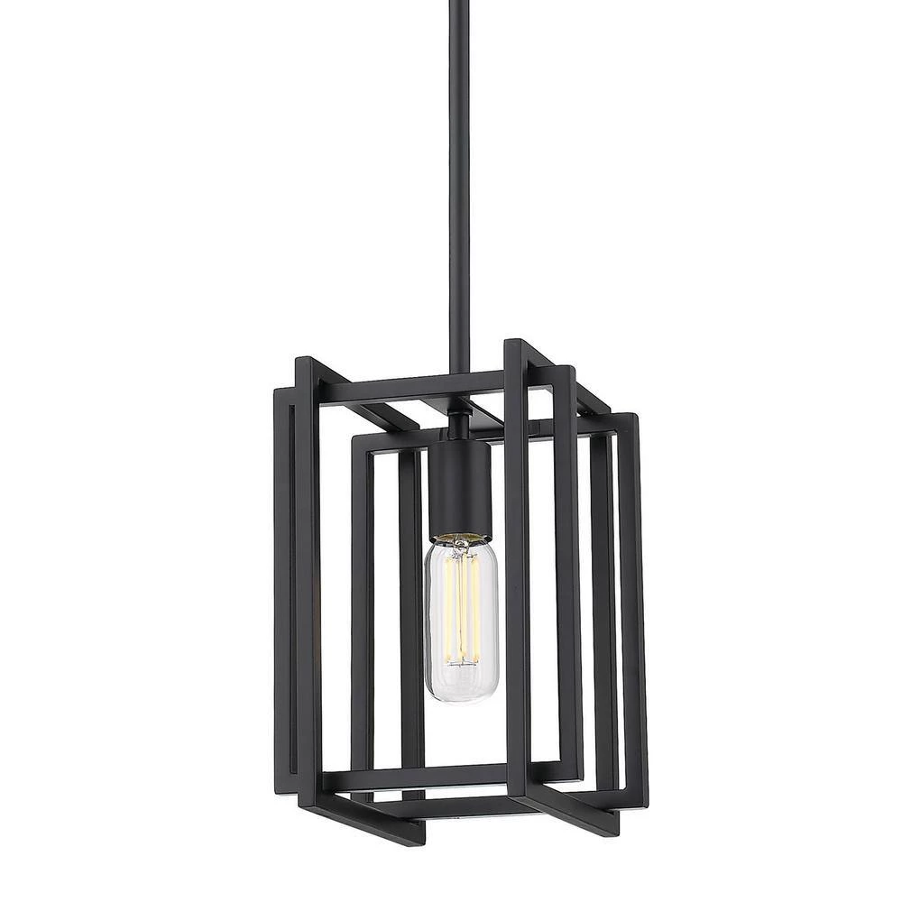 Tribeca 1-Light Black with Black Accents Mini Pendant by Golden Lighting 4 Tribeca 1-Light Black with Black Accents Mini Pendant by Golden Lighting - Image 2