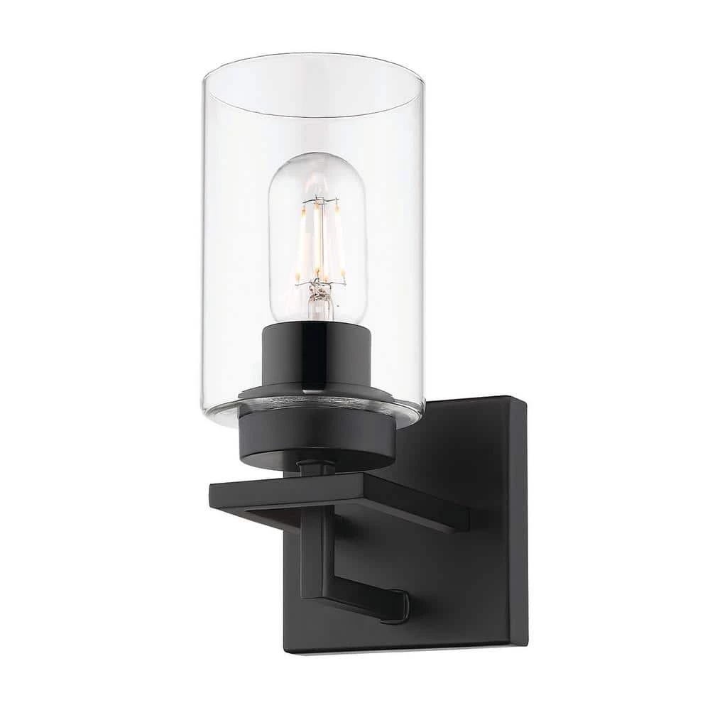 Tribeca 4.5 in. 1-Light Black with Black Accents Bath Vanity Light by Golden Lighting 3 Tribeca 4.5 in. 1-Light Black with Black Accents Bath Vanity Light by Golden Lighting