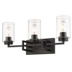Tribeca 4.63 in. 3-Light Black with Black Accents Bath Vanity Light by Golden Lighting