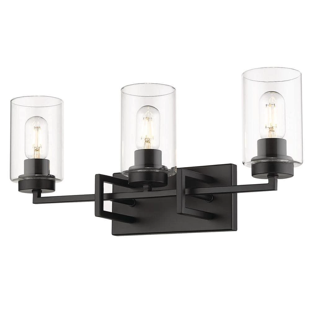 Tribeca 4.63 in. 3-Light Black with Black Accents Bath Vanity Light by Golden Lighting 3 Tribeca 4.63 in. 3-Light Black with Black Accents Bath Vanity Light by Golden Lighting