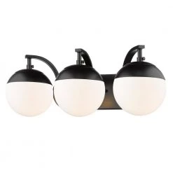 Dixon 12 in. 3-Light Black with Opal Glass and Black Cap Bath Vanity Light by Golden Lighting 9 Dixon 12 in. 3-Light Black with Opal Glass and Black Cap Bath Vanity Light by Golden Lighting -Golden Lighting Shop black with black cap and opal glass golden lighting vanity lighting 3218 ba3 blk blk 1f 1000