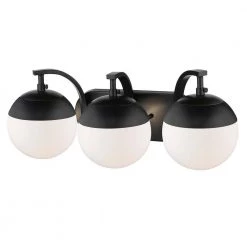 Dixon 12 in. 3-Light Black with Opal Glass and Black Cap Bath Vanity Light by Golden Lighting 8 Dixon 12 in. 3-Light Black with Opal Glass and Black Cap Bath Vanity Light by Golden Lighting -Golden Lighting Shop black with black cap and opal glass golden lighting vanity lighting 3218 ba3 blk blk 4f 1000