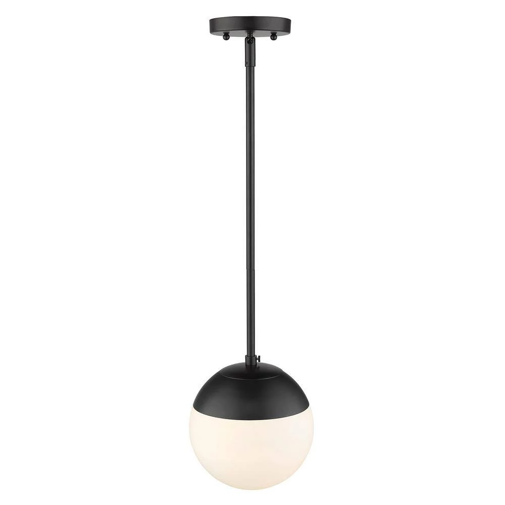 Dixon 1-Light Black with Opal Glass and Black Cap Small Pendant Light by Golden Lighting 6 Dixon 1-Light Black with Opal Glass and Black Cap Small Pendant Light by Golden Lighting - Image 4