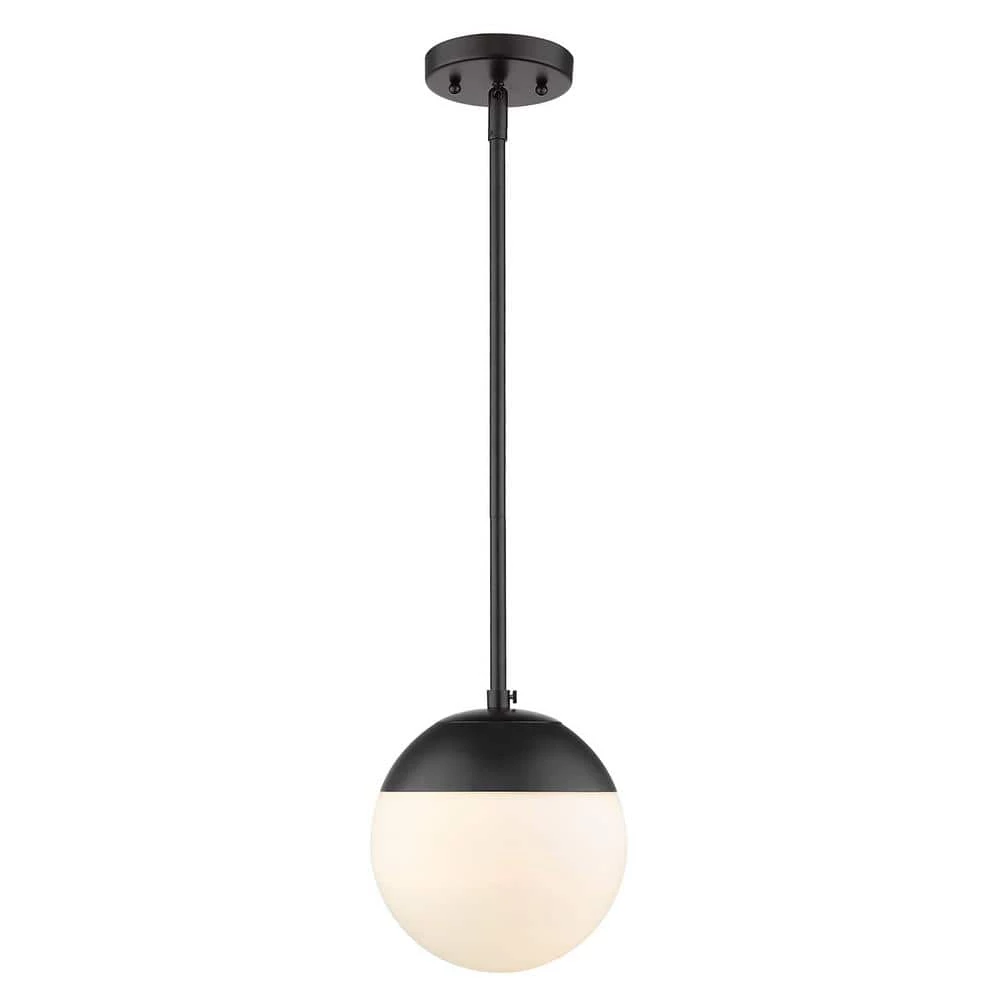 Dixon 1-Light Black with Opal Glass and Black Cap Small Pendant Light by Golden Lighting 3 Dixon 1-Light Black with Opal Glass and Black Cap Small Pendant Light by Golden Lighting