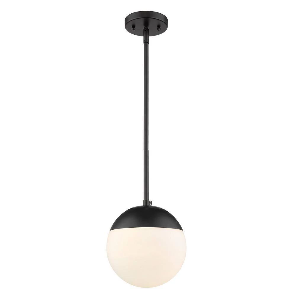 Dixon 1-Light Black with Opal Glass and Black Cap Small Pendant Light by Golden Lighting 5 Dixon 1-Light Black with Opal Glass and Black Cap Small Pendant Light by Golden Lighting - Image 3