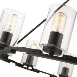 Monroe 9 Light Black with Clear Glass Chandelier by Golden Lighting -Golden Lighting Shop black with clear glass golden lighting chandeliers 7041 9 blk clr 1f 1000
