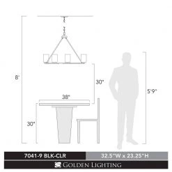 Monroe 9 Light Black with Clear Glass Chandelier by Golden Lighting -Golden Lighting Shop black with clear glass golden lighting chandeliers 7041 9 blk clr 44 1000