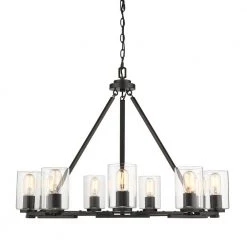 Monroe 9 Light Black with Clear Glass Chandelier by Golden Lighting
