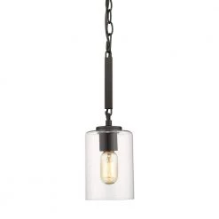 Monroe 1-Light Black with Clear Glass Mini Pendant by Golden Lighting
