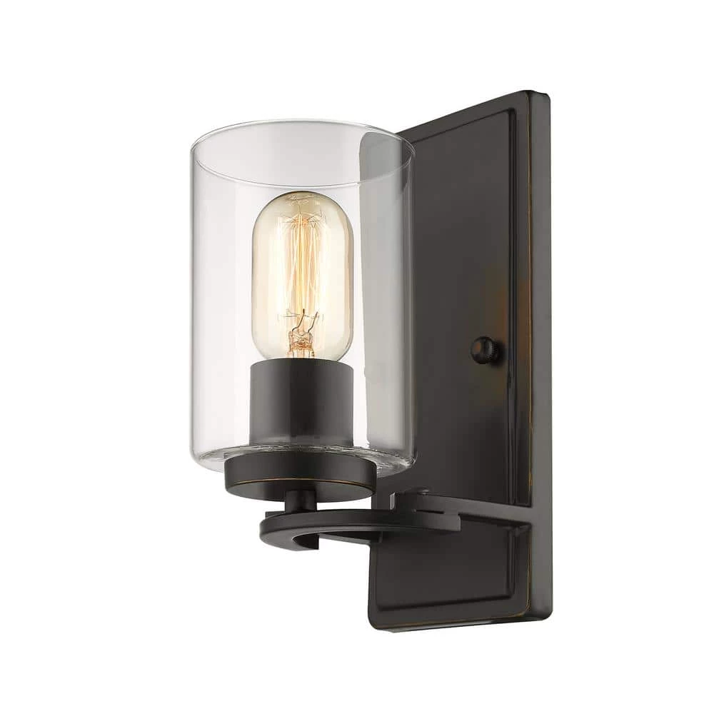 Monroe 1-Light Black with Clear Glass Wall Sconce by Golden Lighting 4 Monroe 1-Light Black with Clear Glass Wall Sconce by Golden Lighting - Image 2