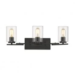 Monroe 3-Light Black with Clear Glass Bath Vanity Light by Golden Lighting